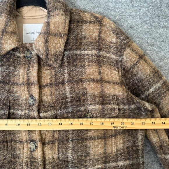 Wilfred Free Brown Plaid Wool Blend Shacket Jacket Size Small Cozy Fall - Picture 5 of 13